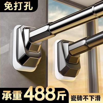 日本伸缩晾衣杆免打孔晾衣架一根可伸缩阳台衣柜支伸缩杆子强力承