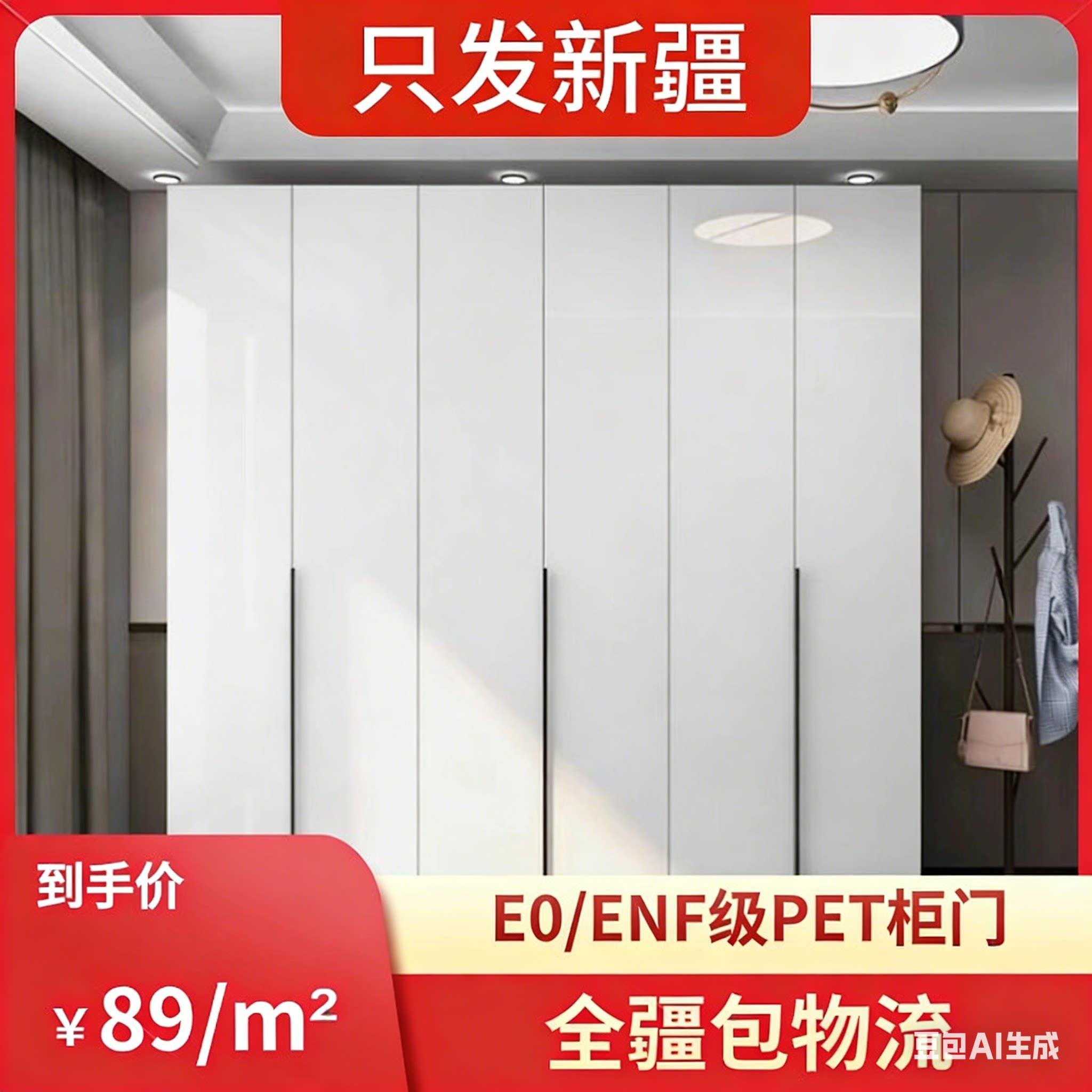 新疆乌鲁木齐PET柜门橱柜门定做高光门板吸塑模压门衣柜高光pet