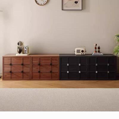 伊琦美棋盘模块柜覆古实木卡门柜中古斗柜床头柜客厅组合沙发边柜