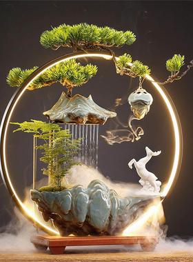 高山流水摆件循环水加湿器桌面客厅招财装饰公司开 业乔迁新居礼
