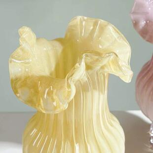 饰玻璃简约法式 插花水培中古家居装 花器花瓶摆件复古轻奢餐桌