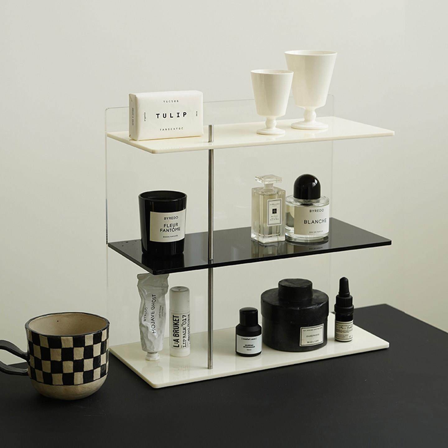ladylike压克力水杯收纳层架化妆品置物架 桌面ins风香水杯子展示