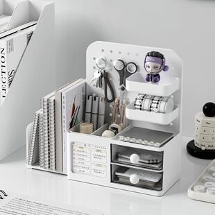 桌面收纳盒抽屉式学生笔筒书立架自律打卡洞洞板压克力书桌文具整