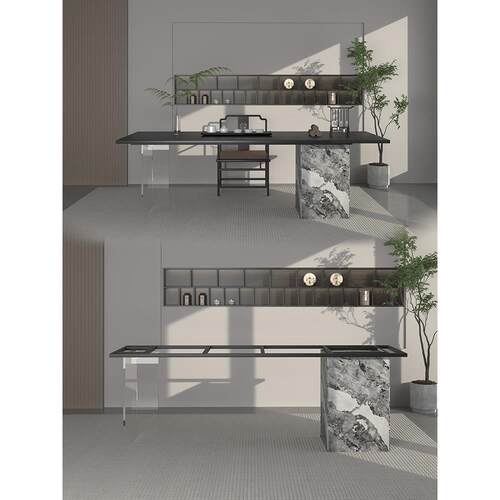 亚克力石纹柜桌腿支架实木茶桌脚简约岩板餐桌脚架办大理石公桌架