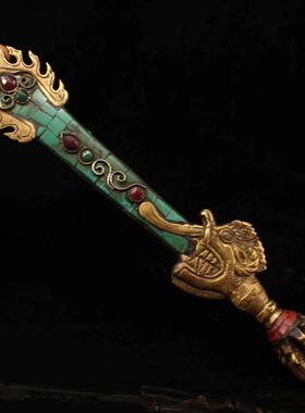 纯铜智慧剑饰，尼泊尔文殊菩萨智慧剑，藏式手持密宗器具