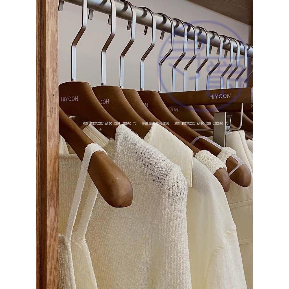 衣架服装店专用高档防滑无痕衣撑女装胡桃色橡木实木衣挂裤夹定制