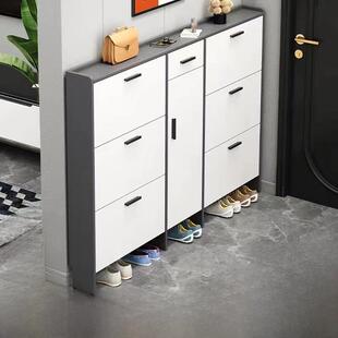 全实木意大利超薄鞋柜，用于家庭入口门和大容量翻斗式简单现代储