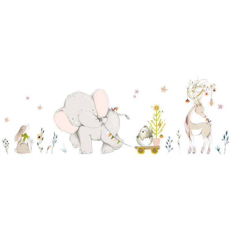 旗威家用装饰墙动物园少女墙壁画彩色自粘贴纸卧室贴花创意用品壁图片