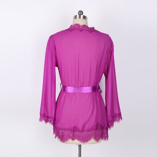 White gauze lingerie bathrobe eyelash lace nightgown sexy