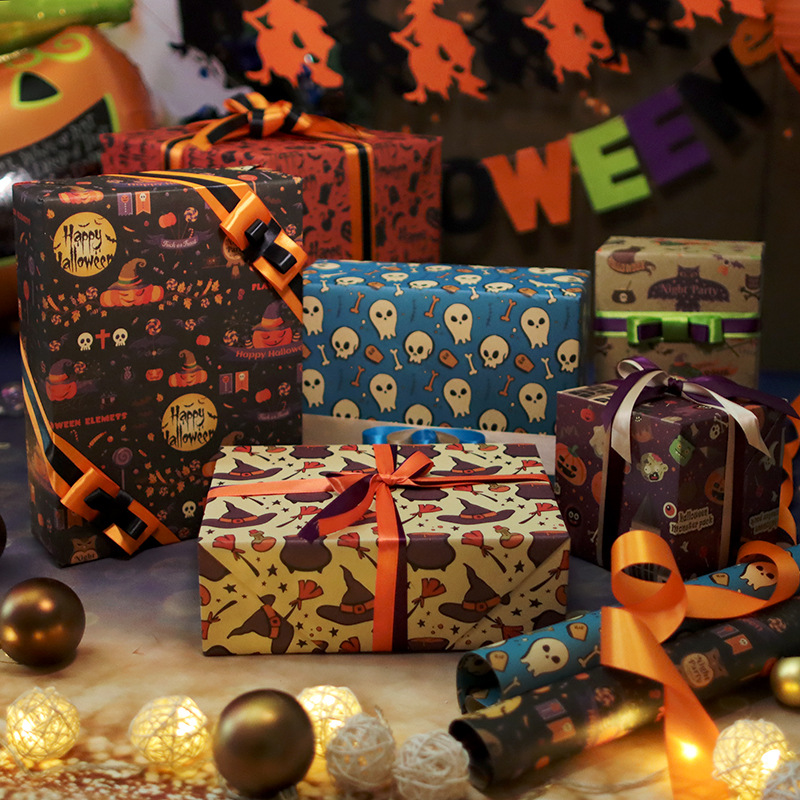50*70cm  Halloween Wrapping Paper Pumpkin Green Decoration G