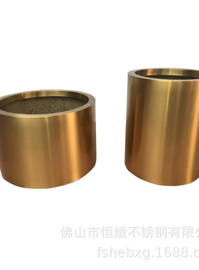 厂销62047 金色边圆形花钵 不锈钢圆柱形花盆 多种颜色烤漆花器品