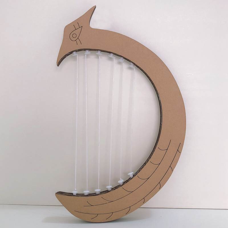 变废为宝diy手工自制乐器材料竖琴箜篌三弦莱雅纸板废物利用制作