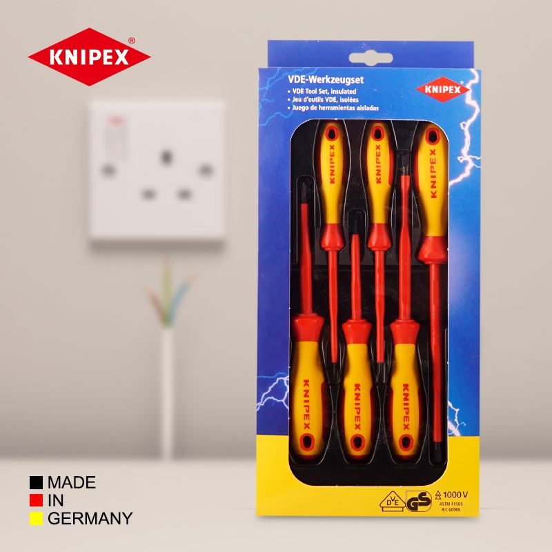 。凯尼派克德国进口绝缘螺丝刀套组一字十字螺丝起子电工高硬度组