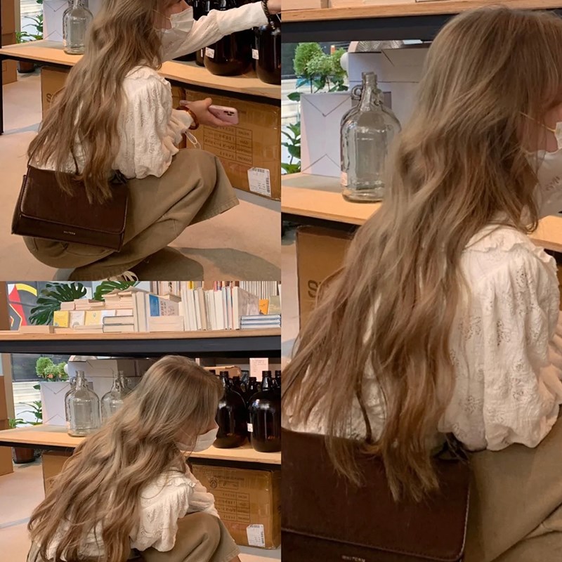 假发女长发长卷发奶茶灰色大波浪lolita洛丽塔时尚齐刘海全头套