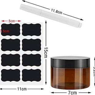 WYKOO 12 Pack 4oz Amber Plastic Jars with Lids and Labels R