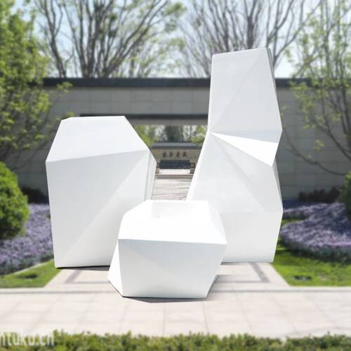 极速创意几何块面花盆摆件简约现代玻璃纤维雕塑型户外园林景观装