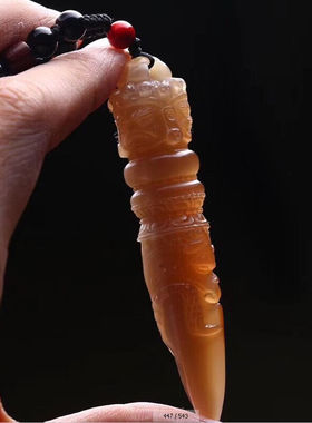 极速念道天然西藏牦牛角尖金刚杵吊坠项链普巴撅男女挂件雕刻牌子