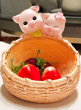 可爱小猪钥匙收纳摆件入户玄关装饰品家居客厅创意轻奢门口置物架