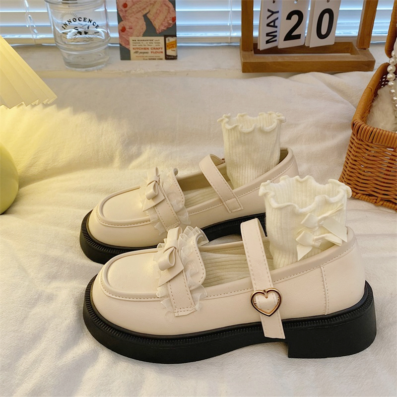 白色小皮鞋女学院风2023新款日系jk制服lolita鞋圆头厚底玛丽珍鞋