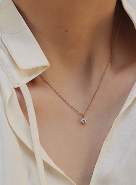 18K Rose Gold Moissanite Pendant 0.5CT 5MM VVS D Color Lab D