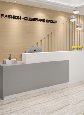 新款新款公大司前台接待台简约收银台迎宾咨询台吧台桌烤漆仿理石