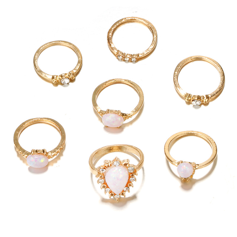 Jewelry ring geometric joint ring set of 7