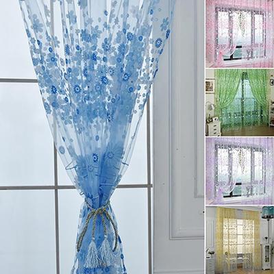 Floral Tulle Curtains For Living Room Purple Sheer Curtains
