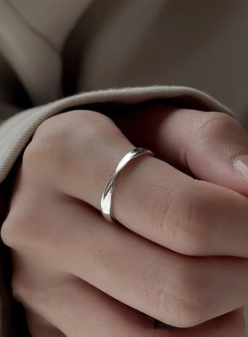 银柒念百饰.足银戒指 s990纯银莫比乌斯情侣戒指高级感小素圈戒指