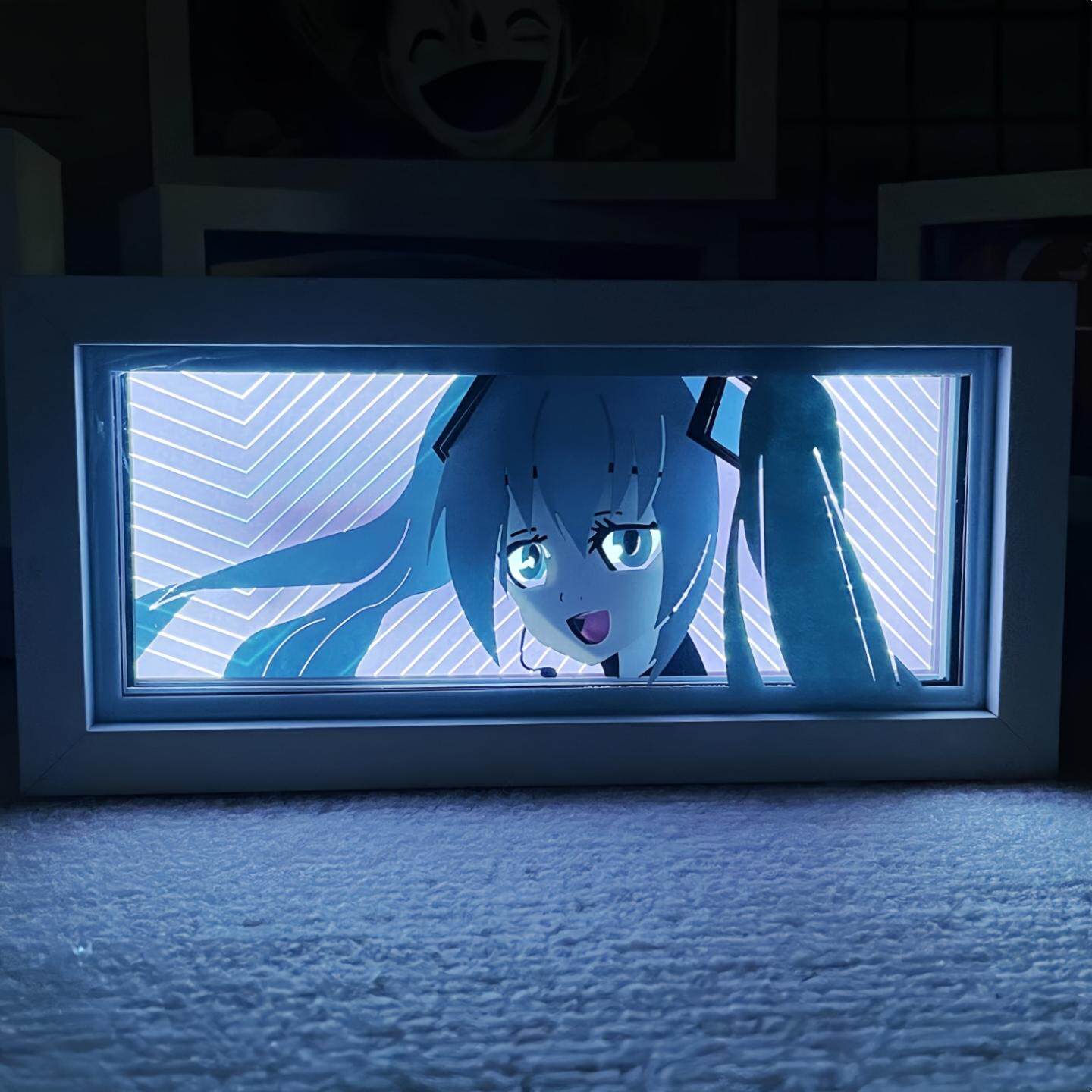 Настольная лампа Hatsune Miku, высококачественная лампа для вырезания из бумаги, аниме светодиодный ночник с дистанционным управлением, двухмерный нишевый подарок на день рождения Изображение 1
