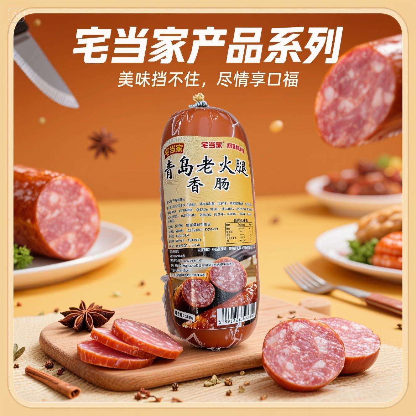 300克青岛老火腿手撕老式火腿肠烟熏美味下酒菜开袋即食肉香四溢