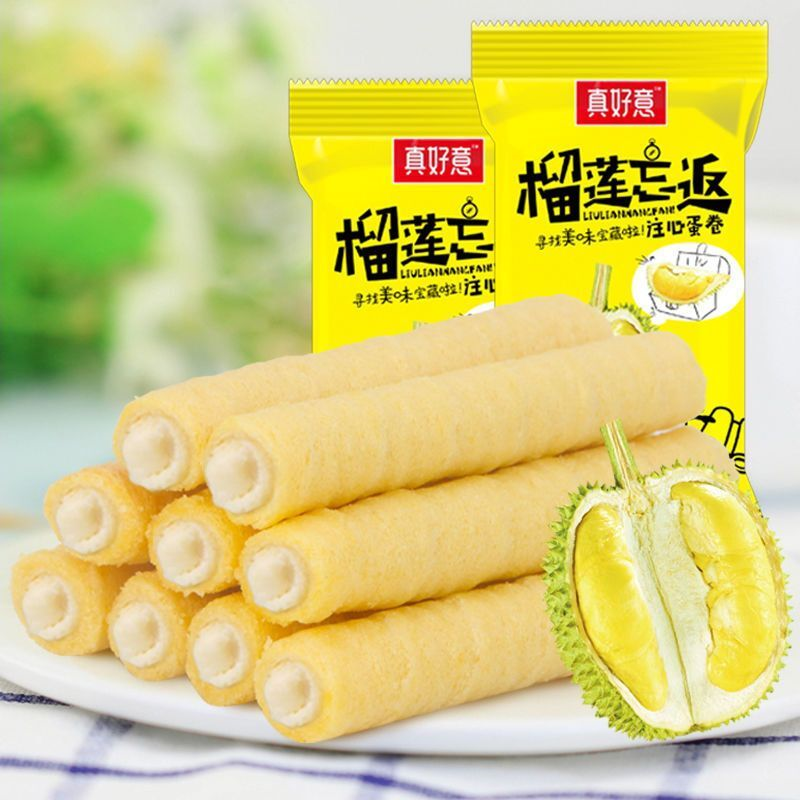 真好意榴莲夹心蛋卷饼干休闲零食整箱老式手工蛋黄凤凰卷酥脆小吃