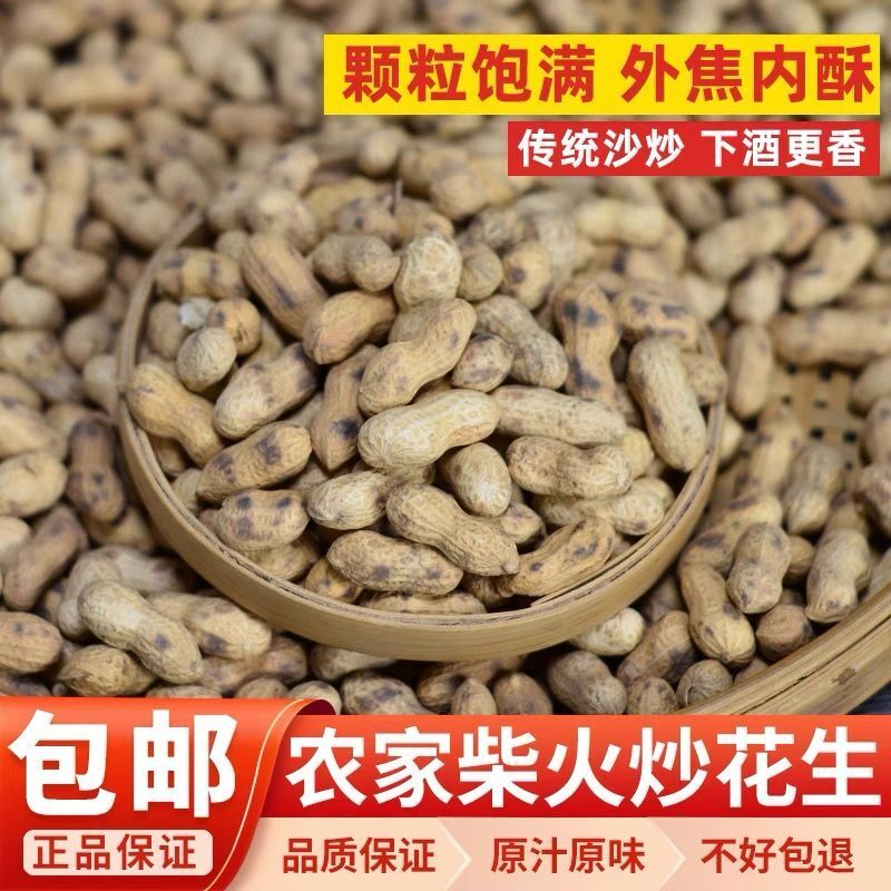 农家柴火炒花生新货原味炒熟新鲜花生铁锅带壳炒货坚果批发零食