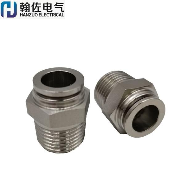 热销不锈钢304气动接头 6/8/10PU管快插接头 1234分外丝直通插管