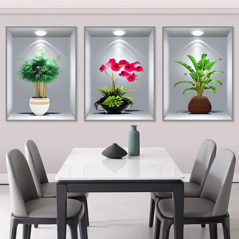 热销植物花卉3d立体墙贴画过道楼梯墙面遮丑绿植餐厅客厅装饰墙面图片