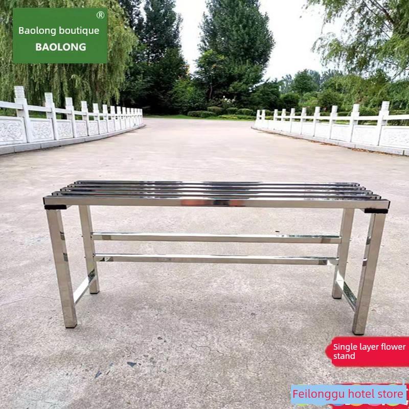 单层不锈钢花架子室外室内阳台户外落地式多肉花盆置物架子