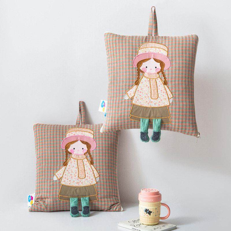 2025全棉双层纱布枕头被两用办公小憩空调毯子汽车折叠式靠垫