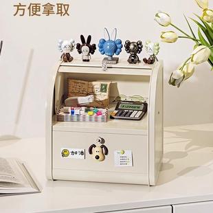 玄关收纳箱家用零食杂物门口桌面整理盒铁艺防尘收纳盒大容量储物
