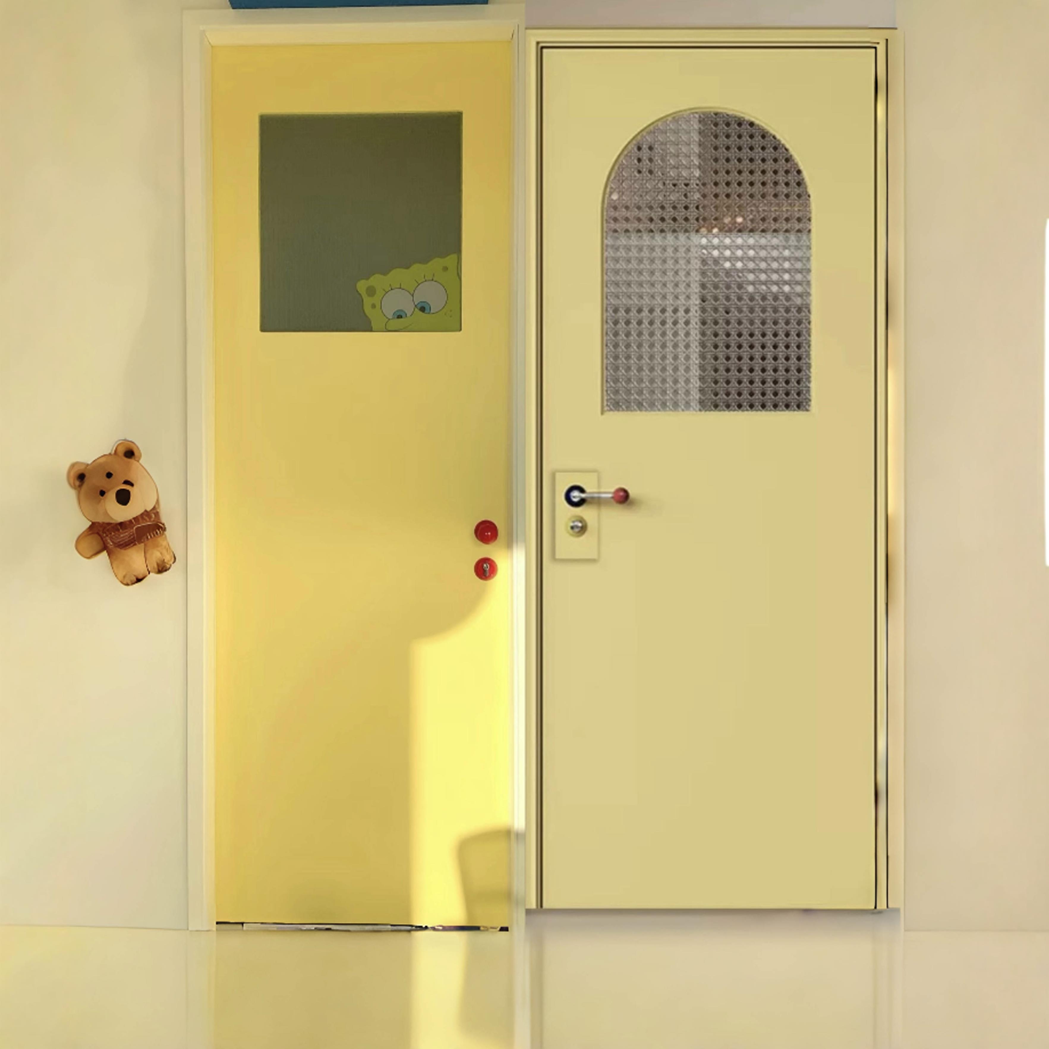 法式覆古小黄门包豪斯彩色圆弧卧室门铝合金厨房化妆室门玻璃门