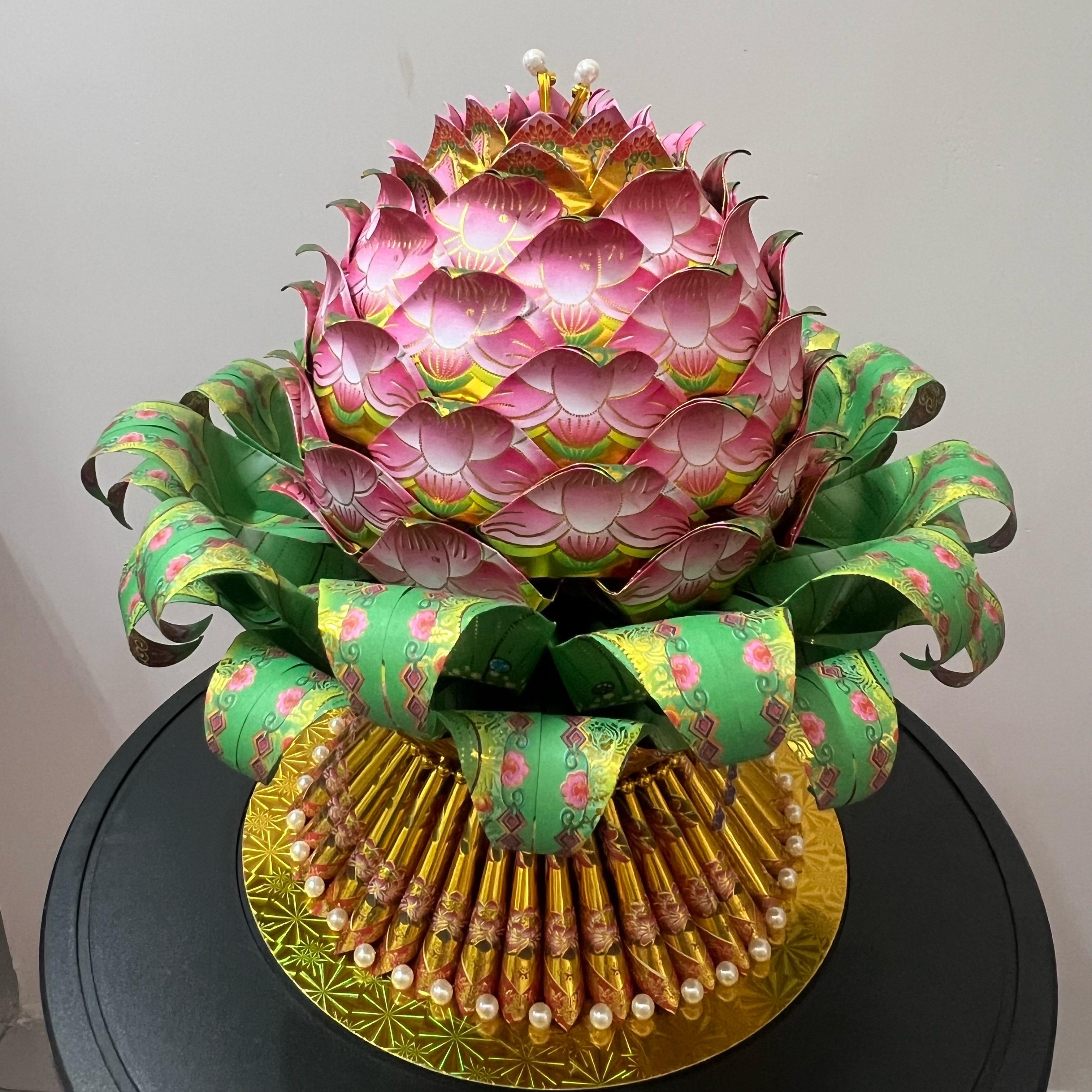36×36×35特色手工折纸工艺制品烫金圣莲年年花纸艺文化用品 1个