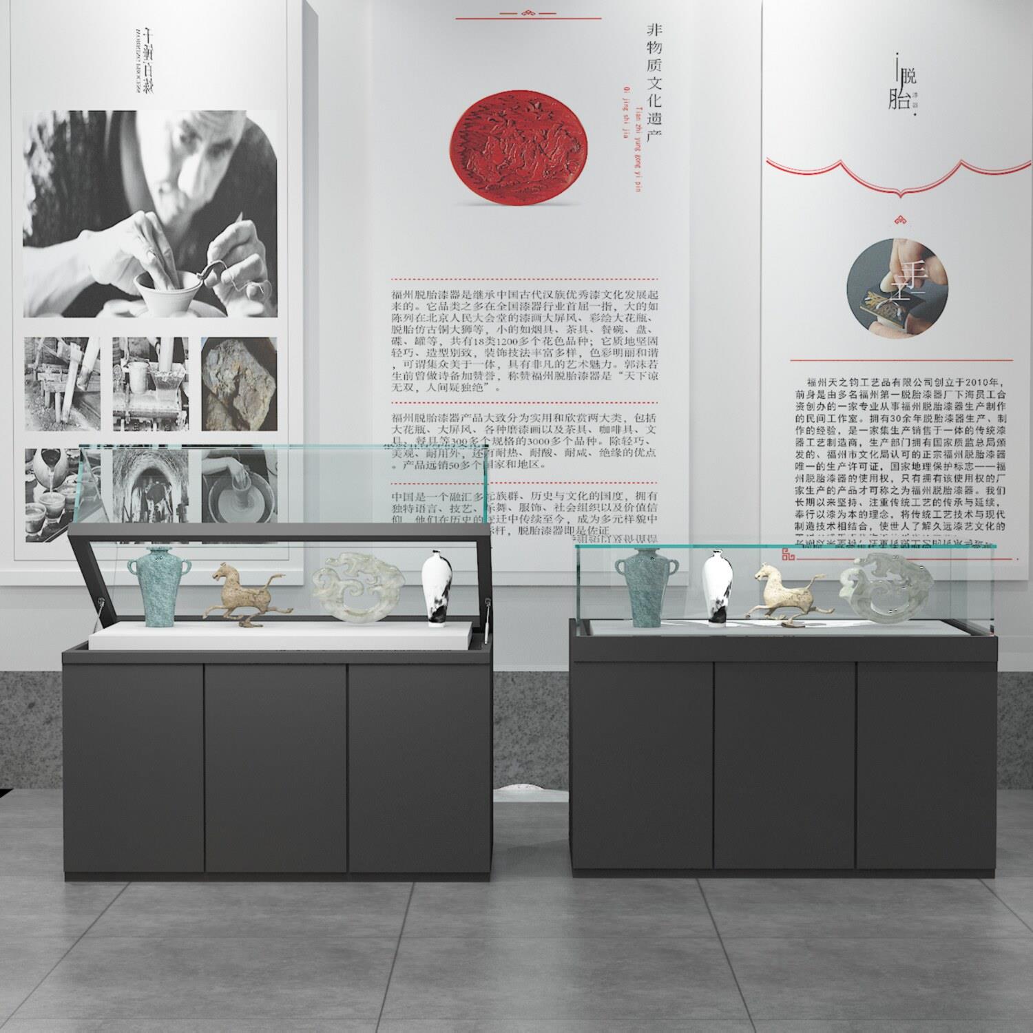 博物馆液压展示柜古董字画相册荣誉历史文物文博馆企业文化展示柜
