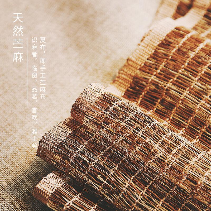 粗麻古风门帘夏布苎麻遮光帘帘子茶室隔断帘中式布艺卷帘日式软装