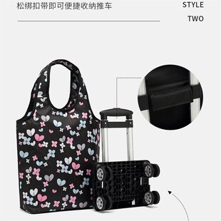 热销买菜购物车便携拉杆袋防水印花超轻便万向轮小拉车可提可拉可