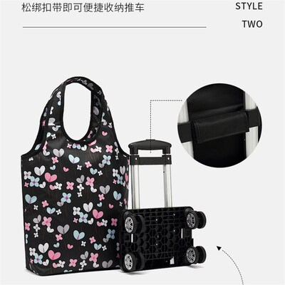 热销买菜购物车便携拉杆袋防水印花超轻便万向轮小拉车可提可拉可