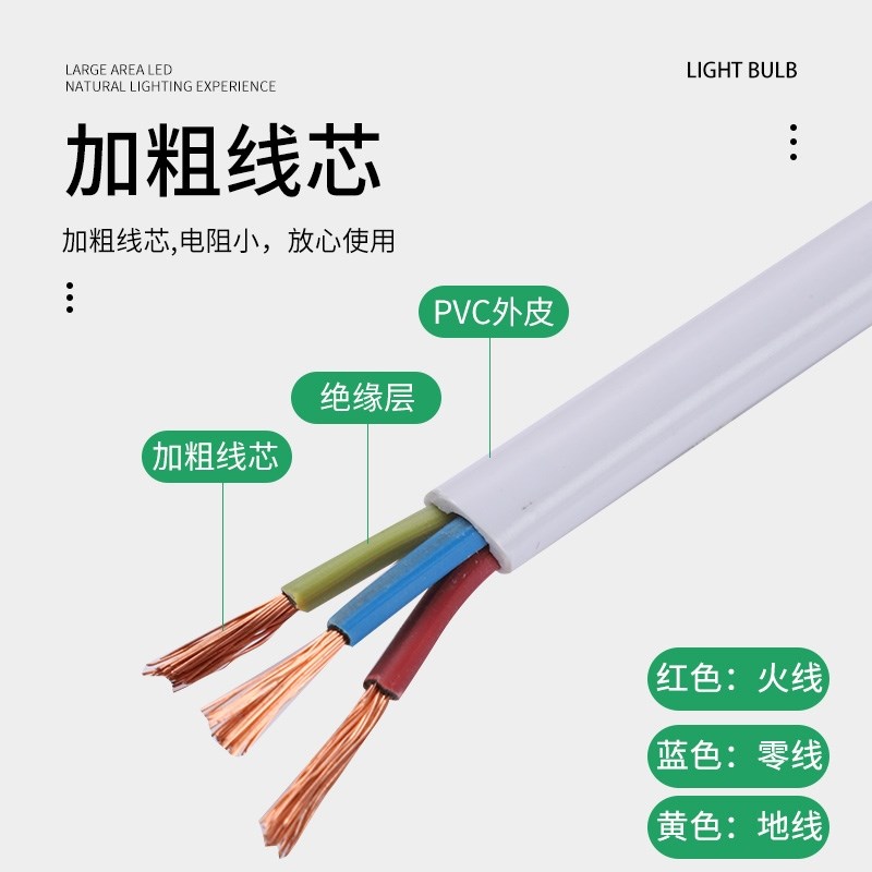 热销三芯电源线大功率家用电线三相一体电缆线护套线带插头带线裸