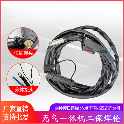 热销无气二保焊枪家用小型220v一体电焊机配件药芯焊丝快插焊枪送