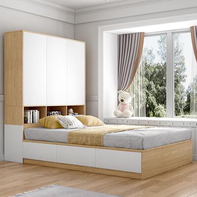 热销榻榻米衣柜床一体小户型省空间多功能储物床衣帽间带衣柜子儿