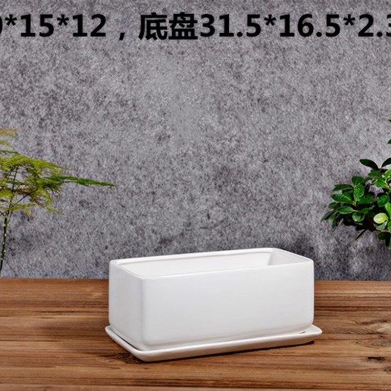 极速一个包邮大号长方形30厘米带底盘底托花盆阳台种菜盆白色红色