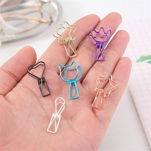 好货6pcs/lot Cute Fish Clip Hollow Out Metal Binder Clips No