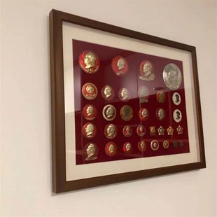 实木像章展示收纳框勋章展示框徽章臂章收纳盒胸标展示框挂墙摆台