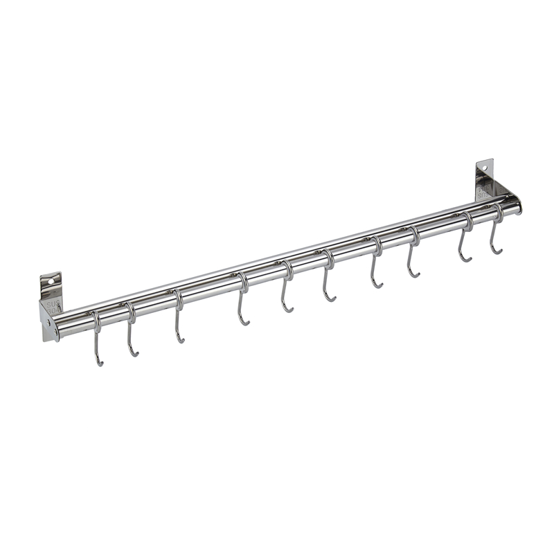 厨房免钉挂杆刀架304不锈钢挂钩锅盖铲架免打孔卫生间收纳置物架